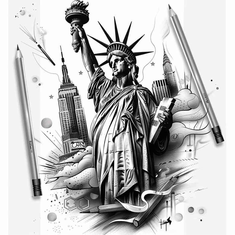 patriotic tattoo design ideas Surrealism symbolic colors courage and power
