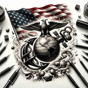 patriotic tattoo design ideas Neotraditional balanced tones colors embodying determination