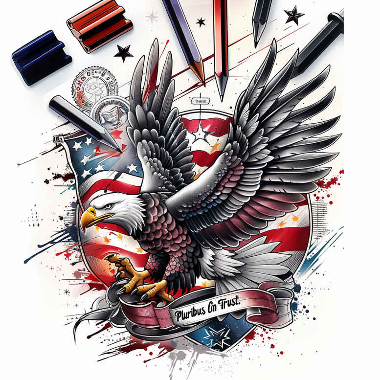 patriotic tattoo design ideas Surrealism ethereal glow colors embodying endurance