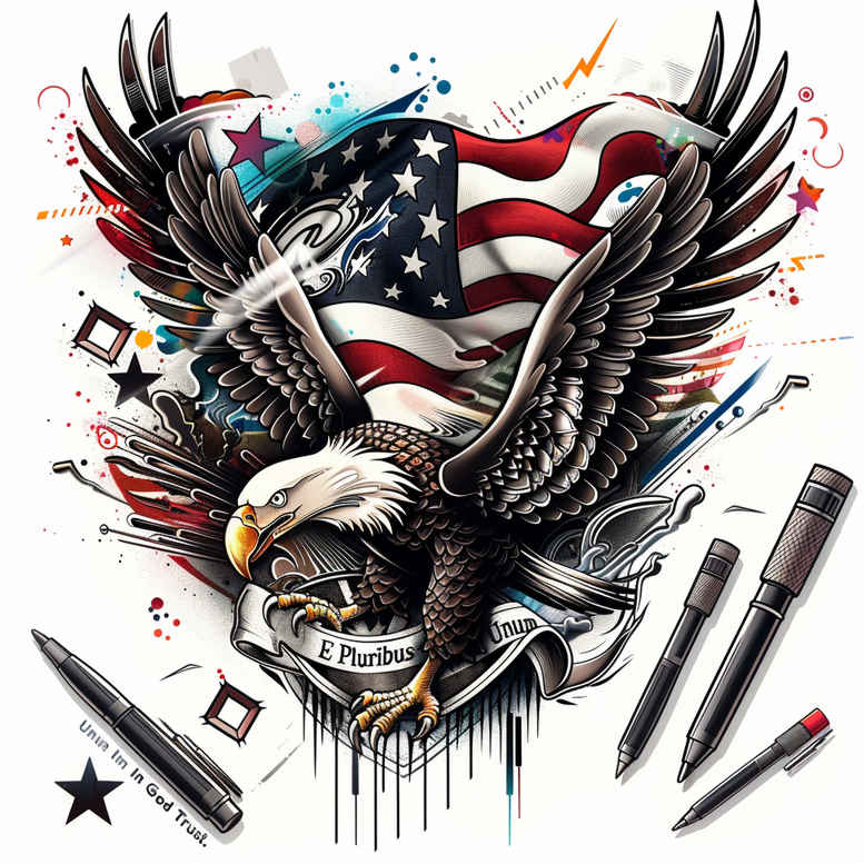patriotic tattoo design ideas Realism depth of field colors symbol of endurance