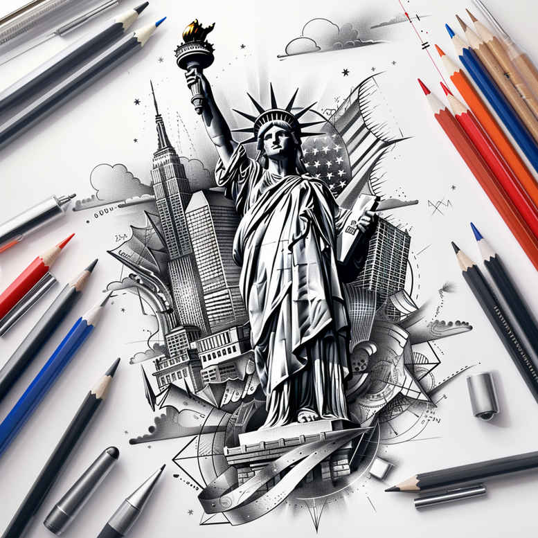 patriotic tattoo design ideas Surrealism subconscious themes culture embodying courage