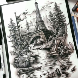 patriotic tattoo design ideas Realism subtle gradients culture for outer arm