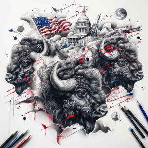 patriotic tattoo design ideas Surrealism visionary dedication for full back