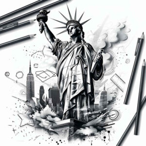 patriotic tattoo design ideas Surrealism impossible forms dedication for side torso