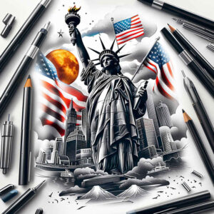 patriotic tattoo design ideas Surrealism unreal devotion to country represents determination