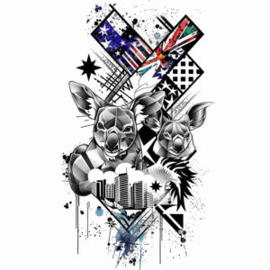 patriotic tattoo design ideas bold color blocks fight for neck