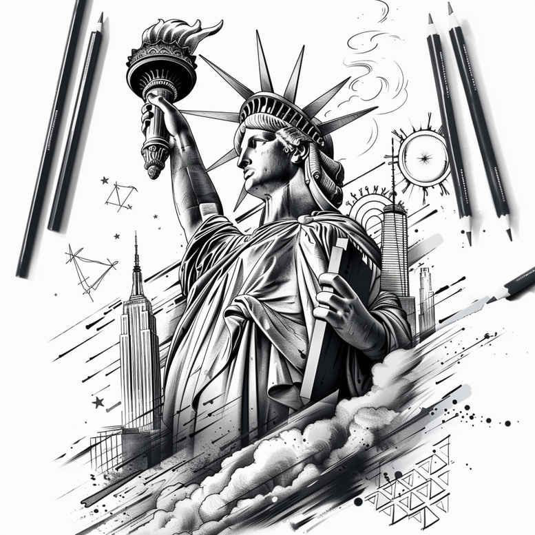 patriotic tattoo design ideas Surrealism shifting shapes fight meaning courage