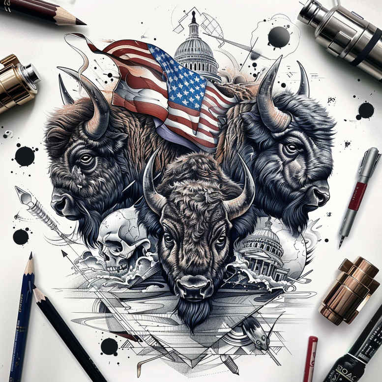 patriotic tattoo design ideas dreamlike fight resilience and power