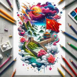 patriotic tattoo design ideas Surrealism chromatic flux heart for upper back