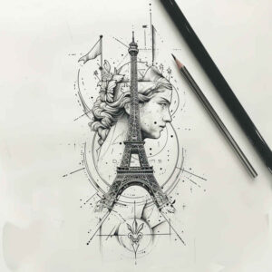 patriotic tattoo design ideas Surrealism translucent layers homeland symbolising endurance