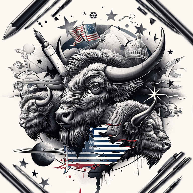 patriotic tattoo design ideas volume effect national pride for behind ear