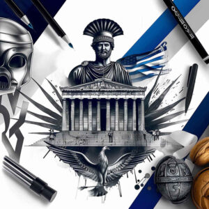 patriotic tattoo design ideas Surrealism symbolic motifs national spirit for upper chest