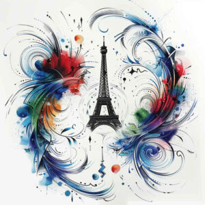 patriotic tattoo design ideas Surrealism fluid forms national spirit for upper thigh