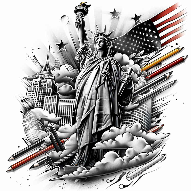patriotic tattoo design ideas Realism precise gradient national symbol for foot
