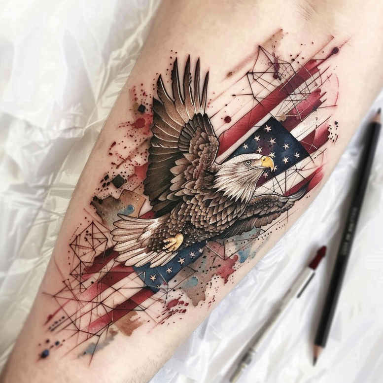 patriotic tattoo design ideas refined lines national symbol for lower thigh