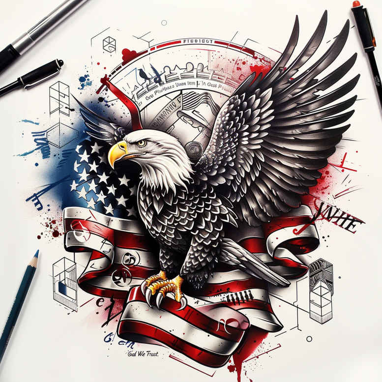 patriotic tattoo design ideas Realism digital realism patriotic for collarbone