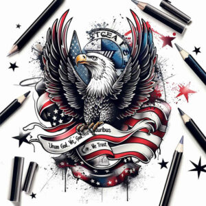 patriotic tattoo design ideas Realism deep shadows pride shows courage