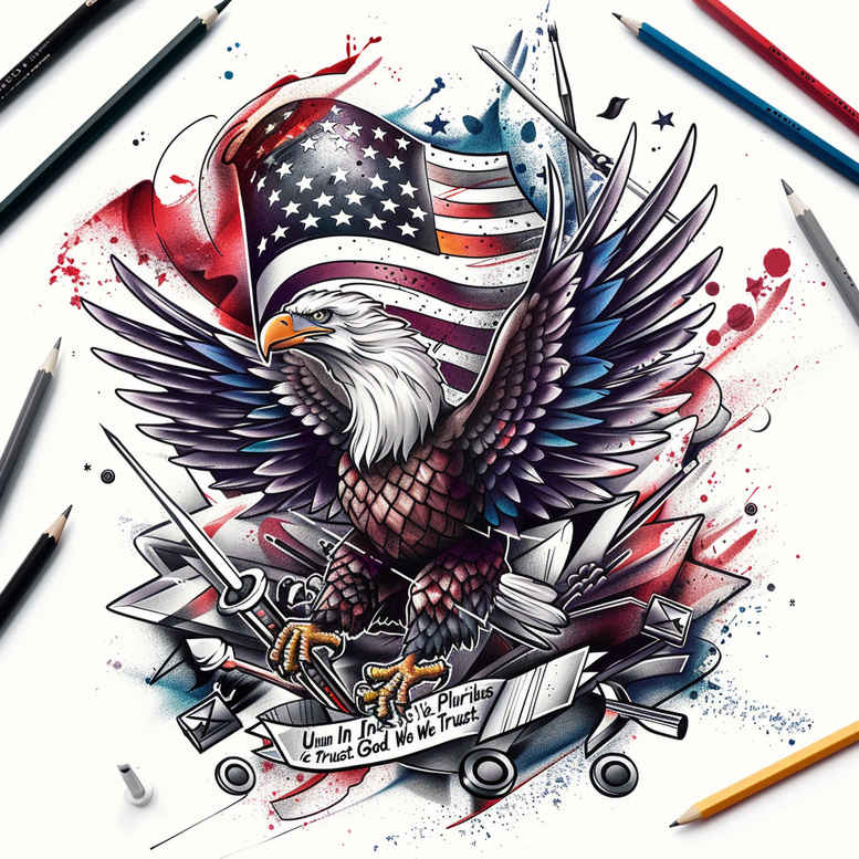 patriotic tattoo design ideas Realism skin texture strength for wrist