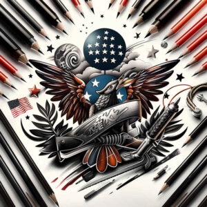 patriotic tattoo design ideas precise lines tradition for forearm