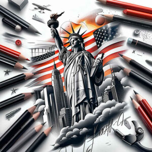 patriotic tattoo design ideas Realism seamless blend war symbols for triceps