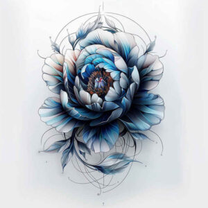 abstract-peony-tattoo – tattoo design ideas free ai generated – plain – for-stomach – Gallery: peonies-inkby-ai