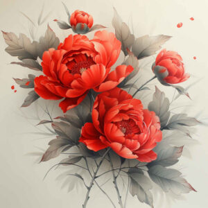 beauty-symbol-peony-tattoo – tattoo design ideas free ai generated – crisp-outline – for-shin – Gallery: peonies-inkby-ai