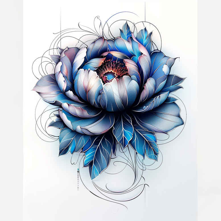 bold-contour-peony-tattoo – tattoo design ideas free ai generated – micro-tattoo – for-triceps – Gallery: peonies-inkby-ai