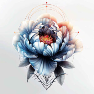 bold-contour-peony-tattoo – tattoo design ideas free ai generated – symbol-mark – for-scapula – Gallery: peonies-inkby-ai