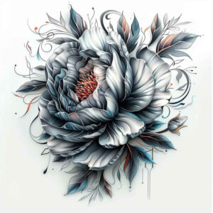 colorful-peony-tattoo – tattoo design ideas free ai generated – no-excess – for-lower-back – Gallery: peonies-inkby-ai