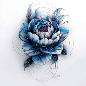 expression-peony-tattoo – tattoo design ideas free ai generated – uncluttered – for-behind-ear – Gallery: peonies-inkby-ai