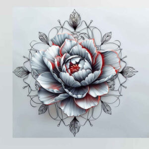 for-women – tattoo design ideas free ai generated – negative-space – for-lower-back – Gallery: peonies-inkby-ai