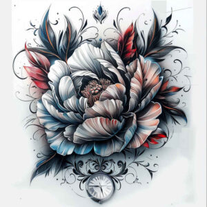 for-women – tattoo design ideas free ai generated – slender – for-lower-chest – Gallery: peonies-inkby-ai