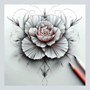 geometric-peony-tattoo – tattoo design ideas free ai generated – basic – for-temple – Gallery: peonies-inkby-ai