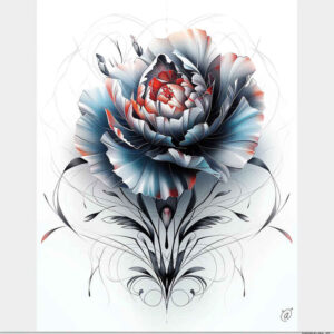 harmony-symbol-peony-tattoo – tattoo design ideas free ai generated – petite – for-calf – Gallery: peonies-inkby-ai