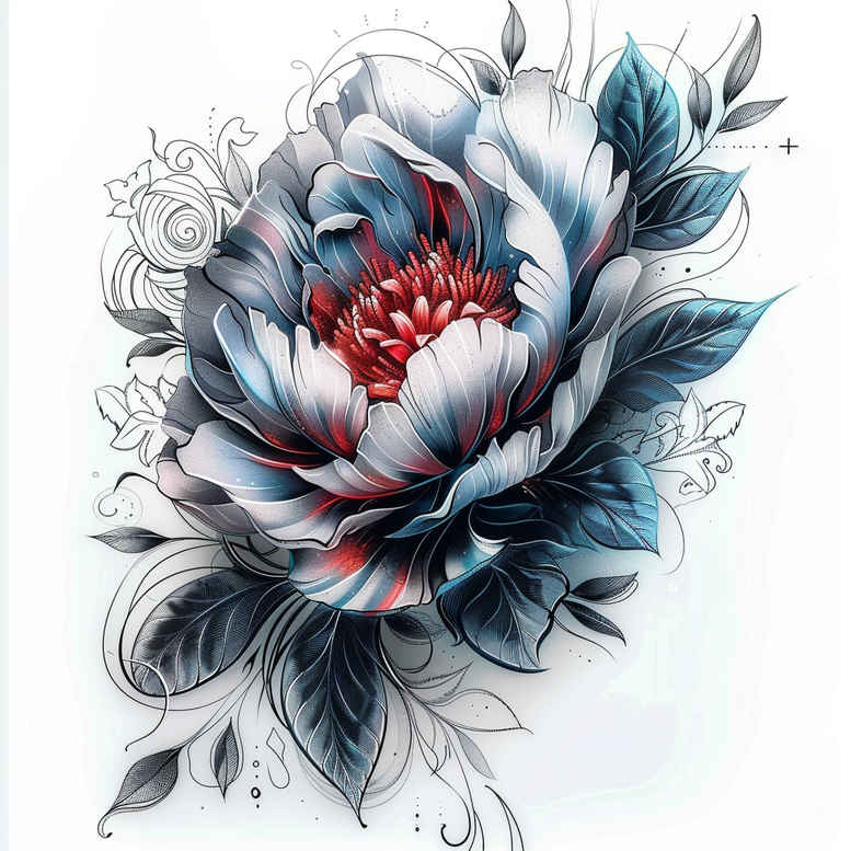 life-symbol-peony-tattoo – tattoo design ideas free ai generated – nonintrusive – for-collarbone – Gallery: peonies-inkby-ai