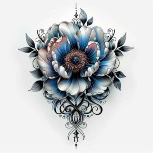 neotraditional-peony-tattoo – tattoo design ideas free ai generated – symbolic – for-calf – Gallery: peonies-inkby-ai
