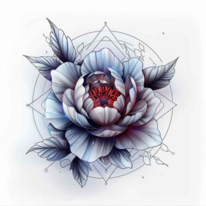 pastel-color-peony-tattoo – tattoo design ideas free ai generated – few-strokes – for-lower-leg – Gallery: peonies-inkby-ai