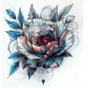 peony-artistic-tattoo – tattoo design ideas free ai generated – soft-touch – for-knee – Gallery: peonies-inkby-ai