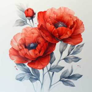 peony-colorful-tattoo – tattoo design ideas free ai generated – no-shading – for-biceps – Gallery: peonies-inkby-ai