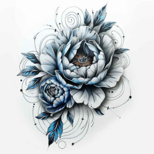 peony-decorative-tattoo – tattoo design ideas free ai generated – dotwork – for-upper-chest – Gallery: peonies-inkby-ai