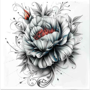 peony-detailed-tattoo – tattoo design ideas free ai generated – abstract – for-upper-thigh – Gallery: peonies-inkby-ai