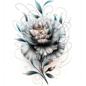 peony-feminine-tattoo – tattoo design ideas free ai generated – lightweight – for-back-of-neck – Gallery: peonies-inkby-ai