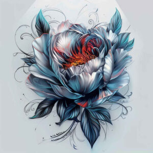 peony-fine-line-tattoo – tattoo design ideas free ai generated – nonintrusive – for-lower-chest – Gallery: peonies-inkby-ai