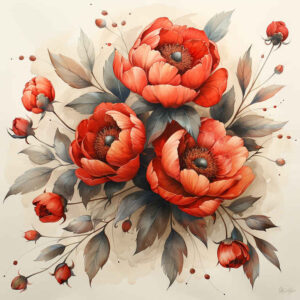 peony-inspiration-tattoo-for-men – tattoo design ideas free ai generated – no-shading – for-side-torso – Gallery: peonies-inkby-ai