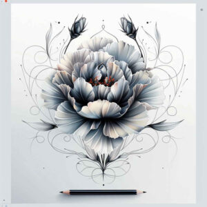 peony-modern-tattoo – tattoo design ideas free ai generated – micro-design – for-lower-leg – Gallery: peonies-inkby-ai