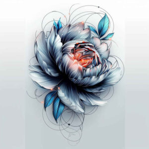 peony-mystical-tattoo – tattoo design ideas free ai generated – fine-dot – for-wrist – Gallery: peonies-inkby-ai