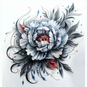 peony-mystical-tattoo – tattoo design ideas free ai generated – simple-form – for-stomach – Gallery: peonies-inkby-ai