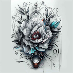 peony-natural-look-tattoo – tattoo design ideas free ai generated – elemental – for-back-of-neck – Gallery: peonies-inkby-ai