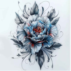 peony-nature-tattoo – tattoo design ideas free ai generated – unadorned – for-calf – Gallery: peonies-inkby-ai