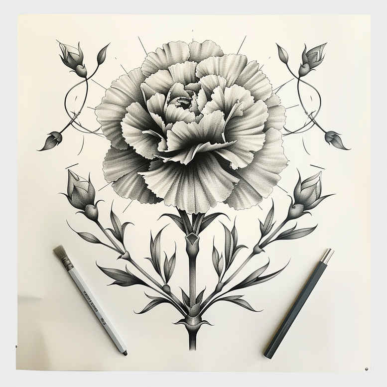 peony-ornamental-tattoo – tattoo design ideas free ai generated – elegant – for-full-back – Gallery: peonies-inkby-ai
